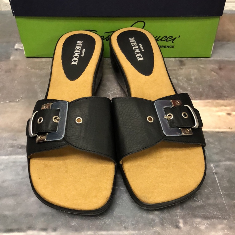 Sesto Meucci black Sachi maxi calf size 11 sandals bubble bottoms made in Italy - Picture 2 of 9